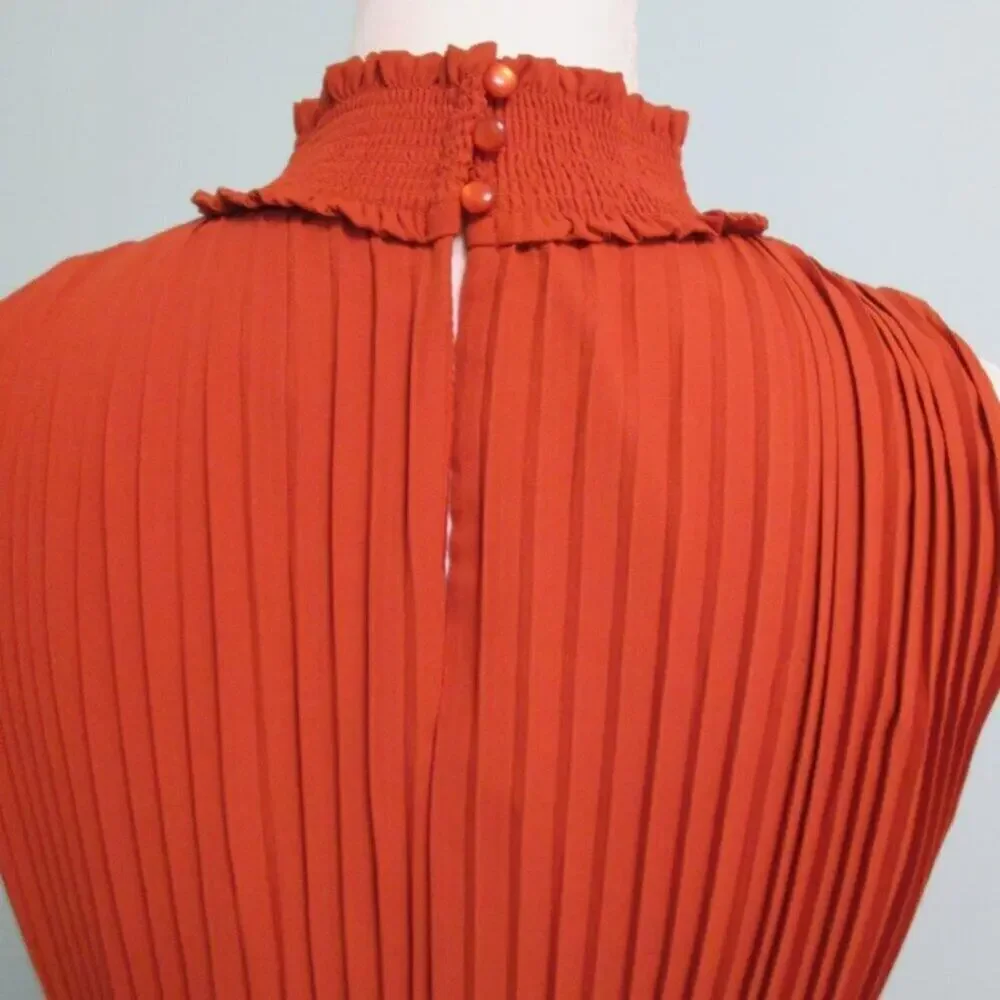 Nanette Lapore Pleated Sleeveless Smock Neck & Waist Midi Dress-Sienna-10-EUC - Picture 5 of 16